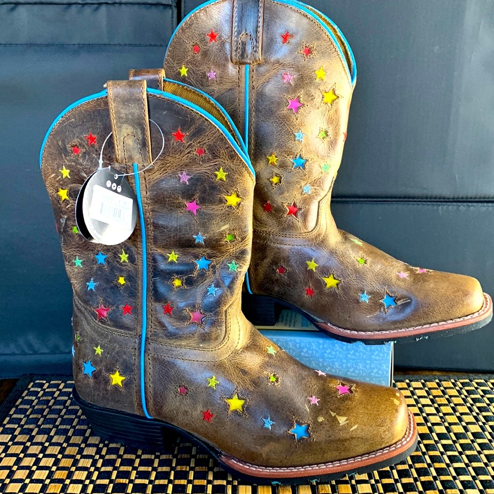 Dan Post Starlett Cowgirl Boots Size 5 D Youth Girls Brown NEW